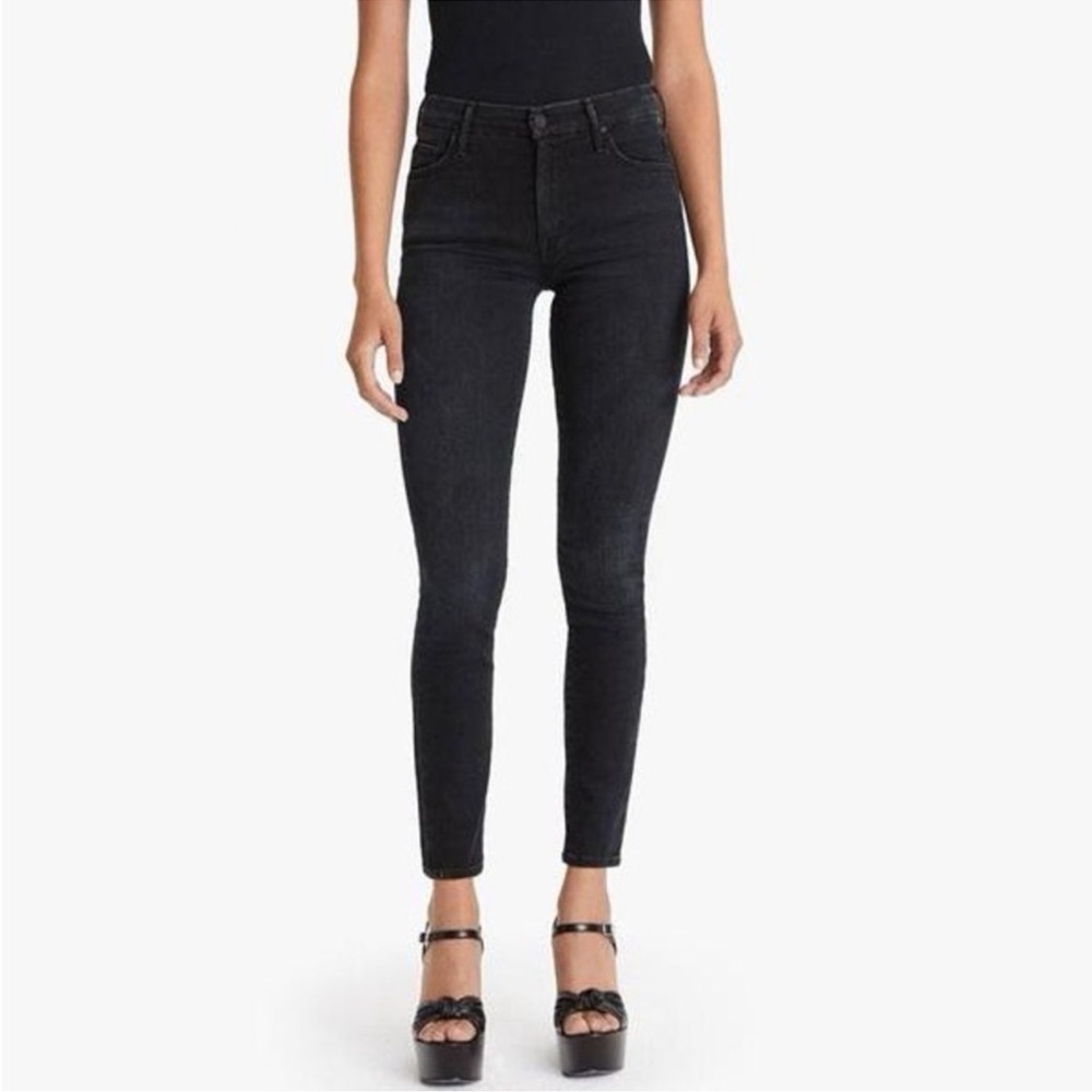Mother High Waisted Looker Fray Blackbird Denim Jeans Size 27